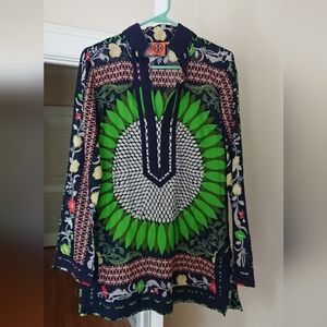 Tory Burch Green and Black Tunic